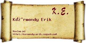 Körmendy Erik névjegykártya
