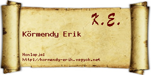 Körmendy Erik névjegykártya