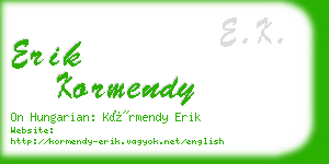 erik kormendy business card